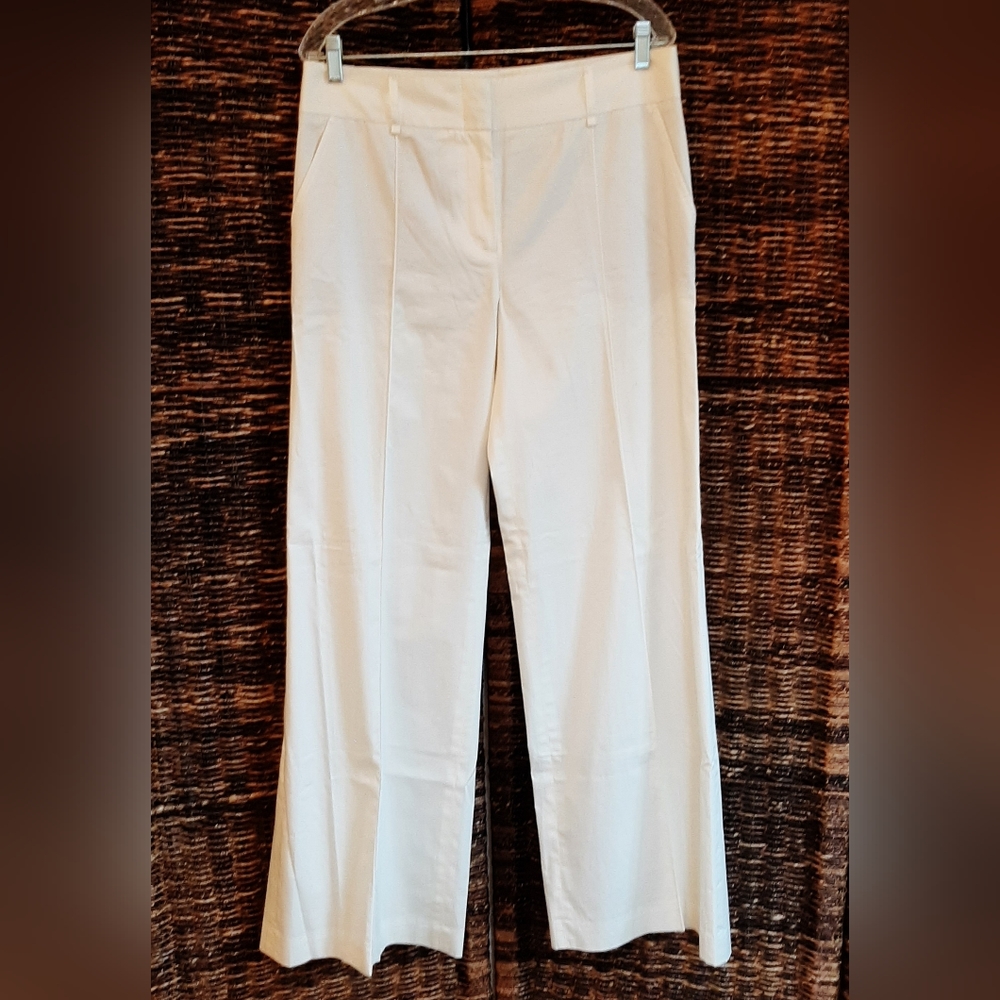 NWT BCBGMaxAzria Wide Leg Trouser Pants Women's 10 White Flared